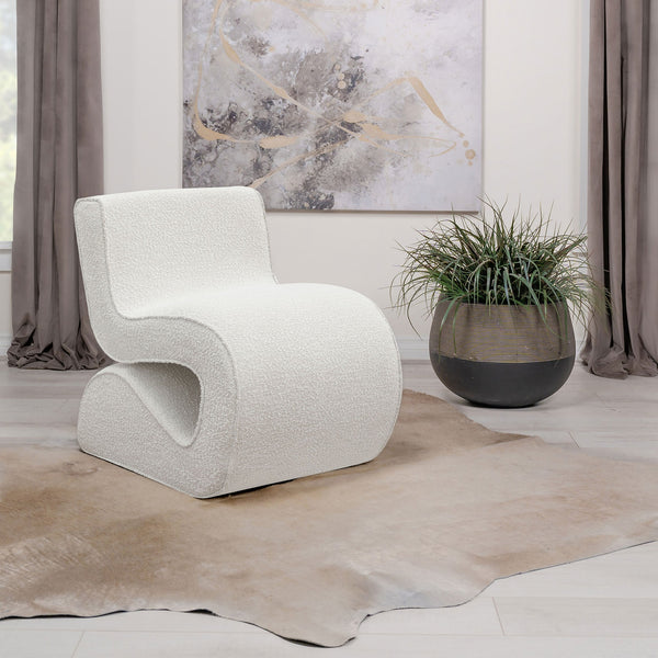 English Elm Austin Cream Bouclé Upholstered Armless Curved Chair — Sculptural Plush Accent Seat for Modern Homes B062P299954