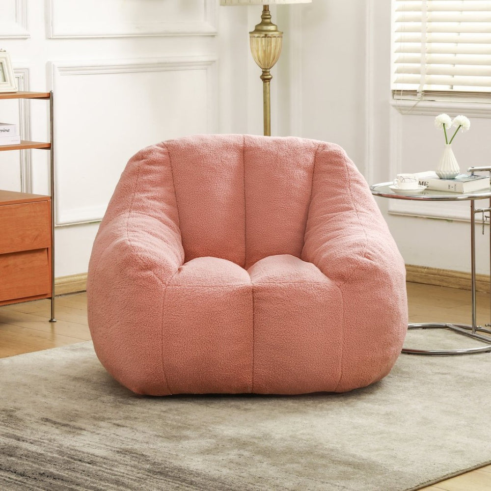 English Elm Bean Bag Chair Oversized Faux Fur Memory Foam Lounge Seat for Dorm or Living Room Pink W2200P243728