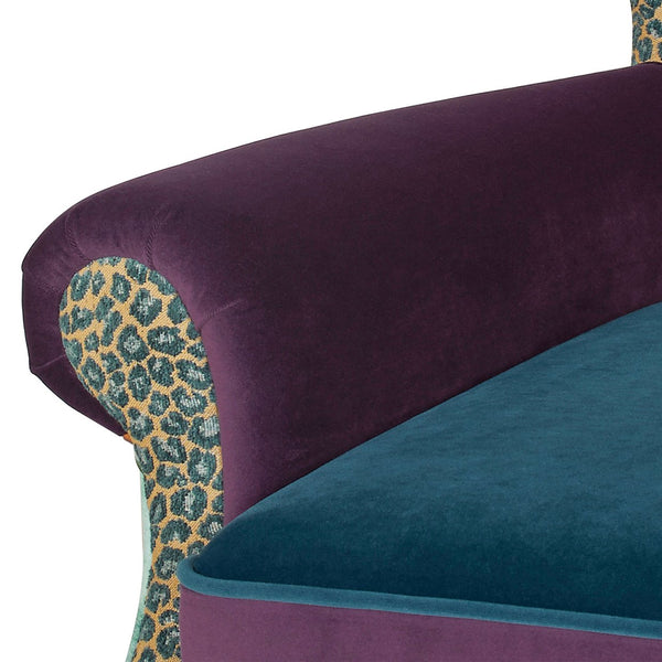 English Elm Jennifer Taylor Home - Anya Boho Chic Wingback Accent Chair - Luxurious Floral & Leopard Velvet In Blue-Teal & Purple B2719P238251