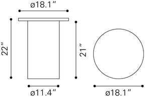 Izola Side Table White & Black 109916 Zuo Modern