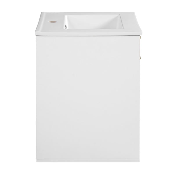 English Elm 20" Floating Bathroom Vanity with Ceramic Sink Soft Close Door and Open Side Shelf N710P332061K