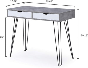 English Elm Modern Laurel Marbled Writing Desk with Drawers for Study Bedroom or Dorm B011P236746