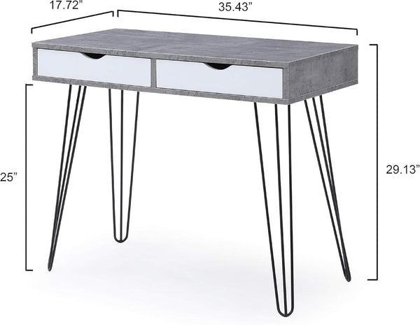 English Elm Modern Laurel Marbled Writing Desk with Drawers for Study Bedroom or Dorm B011P236746