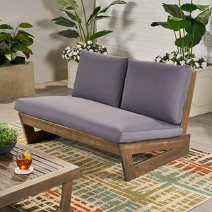 English Elm Christopher Knight Home® - SHERWOOD Loveseat with Acacia Wood Frame, Water-Resistant Cushions & Slatted Paneling for Patio Comfort and Durability DARK GREY 64868.00DGRY