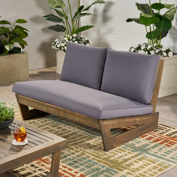 English Elm Christopher Knight Home® - SHERWOOD Loveseat with Acacia Wood Frame, Water-Resistant Cushions & Slatted Paneling for Patio Comfort and Durability DARK GREY 64868.00DGRY