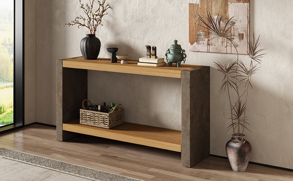 English Elm Christopher Knight Home® - Mirod Vintage Industrial Console Table with Dovetail Joinery, Distressed Wood Veneer & Metal Legs — Durable, Rustic Charm for Entryway or Sofa Table (59" W) N760P281375D