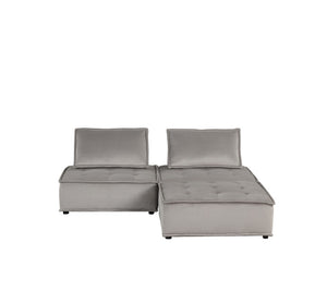 English Elm Aveline Velvet Tufted Modular Sectional with Pocket Coil Support for Modern Living Light Gray B2749S00029