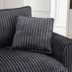 English Elm Lazy Corduroy Armchair with Plush Cushion and Supportive Backrest for Living Room Comfort and Style Gray W487P326810