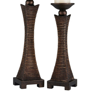 English Elm 12" Polyresin Candleholders Paisley Silver Lacquer Ornate Pair for Mantel Display B072116556