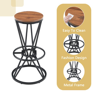 English Elm Single Package Industrial Bar Set Round Mdf Top with Metal Frame Seats 2 for Kitchen Walnut+Black W1151P434792