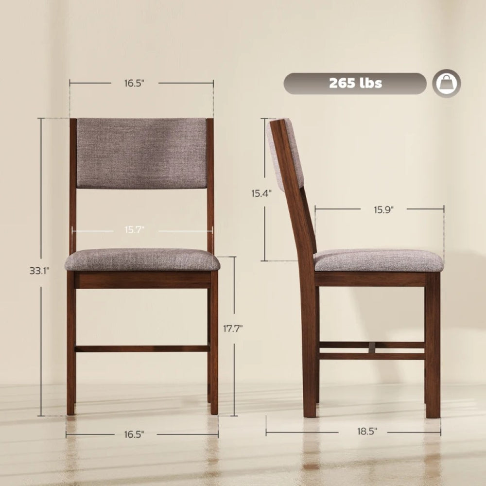 English Elm Comfortable Rubberwood Dining Chairs with Linen Fabric Cushioned Seats Set of 4 Brown,Light Brown T3971P459263