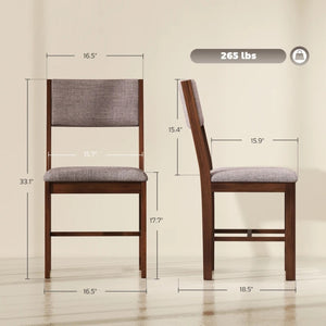 English Elm Comfortable Rubberwood Dining Chairs with Linen Fabric Cushioned Seats Set of 4 Brown,Light Brown T3971P459263