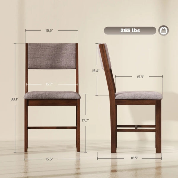 English Elm Comfortable Rubberwood Dining Chairs with Linen Fabric Cushioned Seats Set of 4 Brown,Light Brown T3971P459263