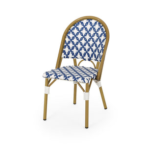 English Elm Christopher Knight Home® - FRENCH Bistro Chair with Rust-Resistant Aluminum Frame and Handwoven Polyethylene Rattan Charm, Stylish Outdoor Seating White+Navy 69960.00