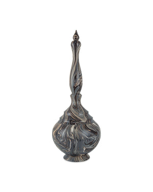 Currey & Company Marbleized Tall Turret Box - Hand-carved Wooden Storage Container With Vintage Charm And Elegance Brown Wood 1200-1051-currey-company