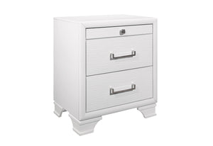 English Elm CIVIC Solid White Nightstand with Dovetail Drawers, 2 Storage Drawers, Solid Wood + MDF, 20x14x26" B201P215848