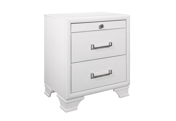 English Elm Civic White King Bedroom Set with Bookcase Headboard Built-in Lighting and Storage B201S00492