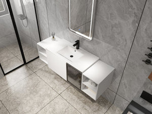 English Elm 60" Freestanding Double Sink Bathroom Vanity with Soft-close Doors and Three Drawers W999S00531