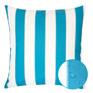 English Elm Horizon Stripe Pillow - Aqua Coastal Accent For Indoor & Outdoor Comfort, Weather Resistant Design B357P367223