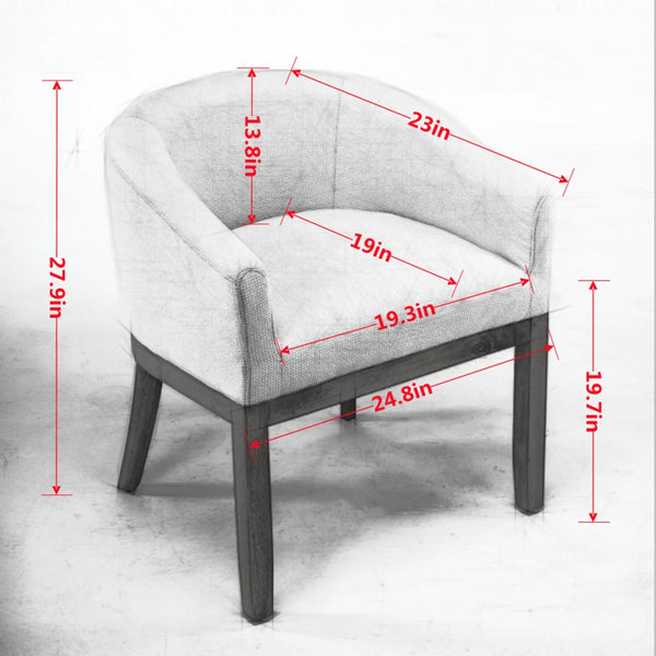 English Elm Mid Century Barrel Accent Chair Chenille Upholstery Rubberwood Legs Dining Room Gray W1143P449341