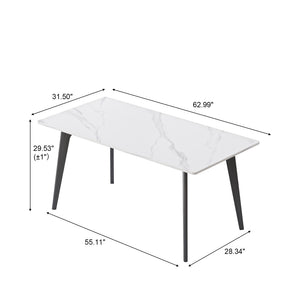 English Elm 62.99" Modern Artificial Stone Dining Table With Black Metal Legs - Sleek Design For 6 People P2 W1535S00512-GIGA