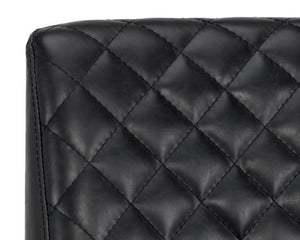 Sunpan Leighland Classic Barstool with Antique Brass Frame and Diamond-Stitched Faux Leather Upholstery Coal Black