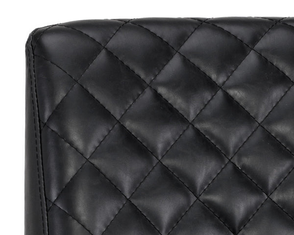 Sunpan Leighland Classic Barstool with Antique Brass Frame and Diamond-Stitched Faux Leather Upholstery Coal Black