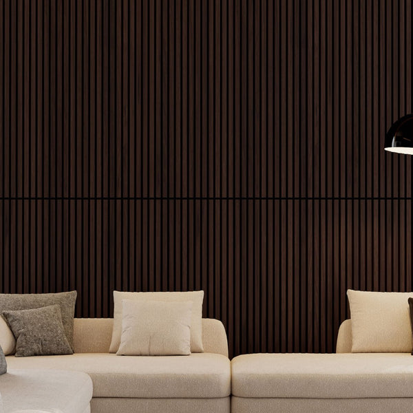English Elm Wood Slat Acoustic Wall Panels Set of 4 Fluted Mdf for Living Room or Studio Walnut W347P317959