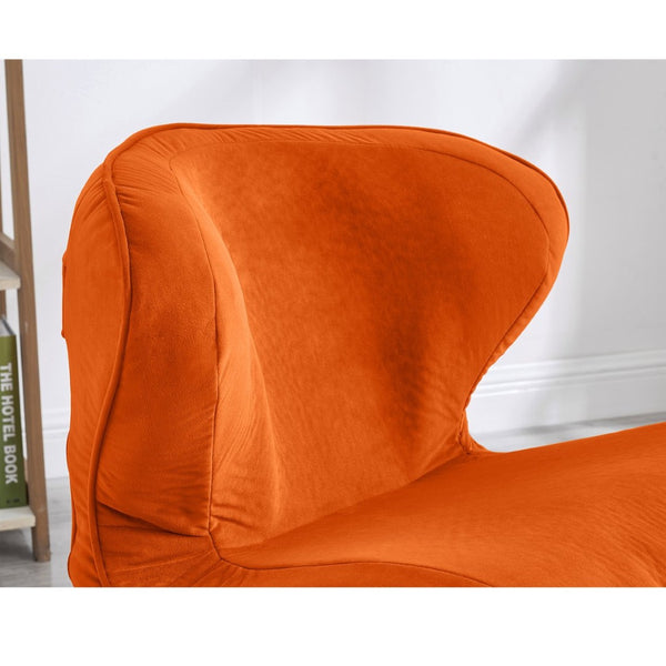 English Elm Ergonomic Floor Chair Velvet Upholstered Lumbar Support Seat for Reading Nook or Lounge Orange W1097P462004