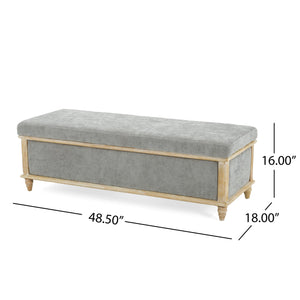 English Elm Christopher Knight Home® - OSGOOD Gray Storage Ottoman with Hidden Compartment, Weathered Wood Frame, 48.5” W Rustic Elegance N757P189704G