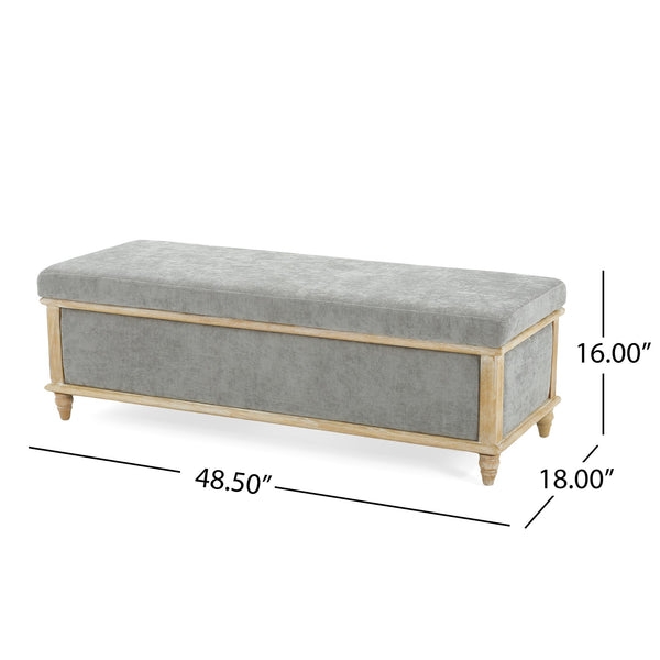 English Elm Christopher Knight Home® - OSGOOD Gray Storage Ottoman with Hidden Compartment, Weathered Wood Frame, 48.5” W Rustic Elegance N757P189704G