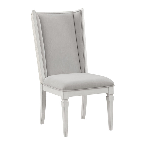 English Elm Katia Elegant Linen Upholstered Side Chair with Padded 3" Cushion, Rubberwood Frame for Dining & Office Comfort Gray,White 45 L x 24 W x 15 H B2726P268886