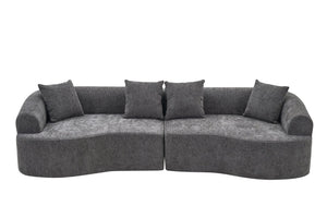 English Elm Curved Chenille Modular Sectional Sofa Boneless High-density Foam for Apartment Living Grey W3728S00008
