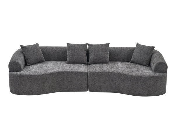 English Elm Curved Chenille Modular Sectional Sofa Boneless High-density Foam for Apartment Living Grey W3728S00008