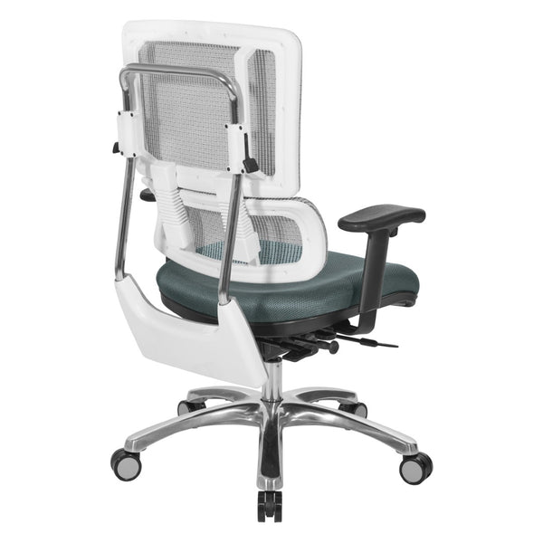 OSP Home Furnishings White Mesh Back Ergonomic Office Chair with Lumbar Support and Adjustable Arms for Managers 99661W-2M