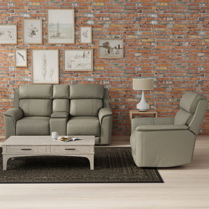 English Elm Oslo Manual Glider Recliner Mineral - Genuine Leather Swivel & Glide, High-Density Foam Comfort PMID B339P410137