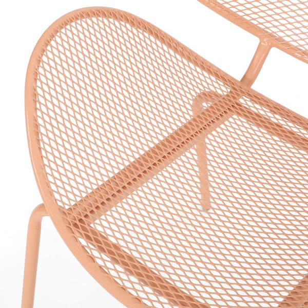 English Elm Christopher Knight Home® - ELBA Modern Mesh Shell Chat Set with Powder-Coated Iron Frame, Retro Minimal Outdoor Seating Orange N775P250740O