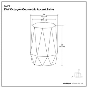 English Elm Kurt Solid Acacia Wood Geometric Side Table Sculptural Octagonal Design for Modern Interiors Walnut Brown B136P419893