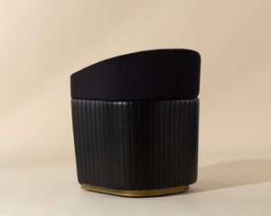 Sunpan Genval Modern Wheeled Lounge Chair with Brass Frame & Unique Tufted Design – Stylish Comfort!