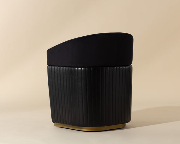 Sunpan Genval Modern Wheeled Lounge Chair with Brass Frame & Unique Tufted Design – Stylish Comfort!