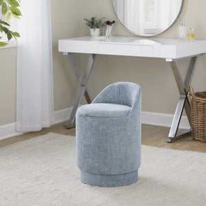 English Elm 18" Tufted Velvet Vanity Stool with 360 Swivel Base and Hidden Storage Compartment Light Blue B202P471496