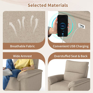 English Elm Power Lift Recliner Velvet Chair with Extended Footrest and Cup Holders for Elderly W1028S00062