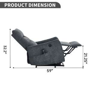 English Elm Beige Chenille Power Lift Recliner with Massage Heat and Usb for Senior Comfort Grey W1803P369077