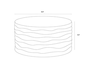 Sunpan Corey Round Coffee Table - Handcrafted Concrete with Brass Accents for Stylish Indoor & Outdoor Spaces Large - 32W x 32D x 16H