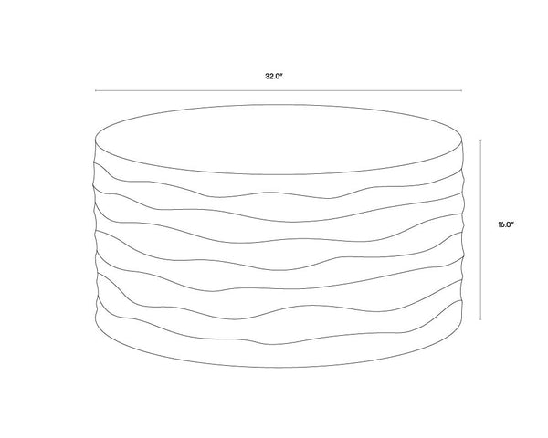 Sunpan Corey Round Coffee Table - Handcrafted Concrete with Brass Accents for Stylish Indoor & Outdoor Spaces Large - 32W x 32D x 16H