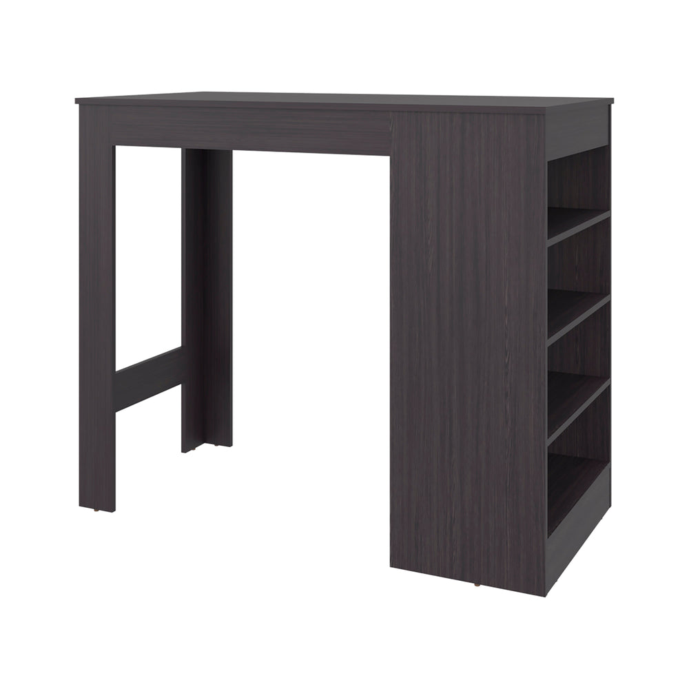 English Elm Wenge Waterproof Wood Countertop Kitchen Island with 4 Open Shelves, Stain‑Resistant Storage, 47"W x 24"D B062P373800