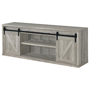English Elm The Grey Driftwood Rustic 2-Door Engineered Wood TV Stand with Ample Storage and Durable Finish B062P331095