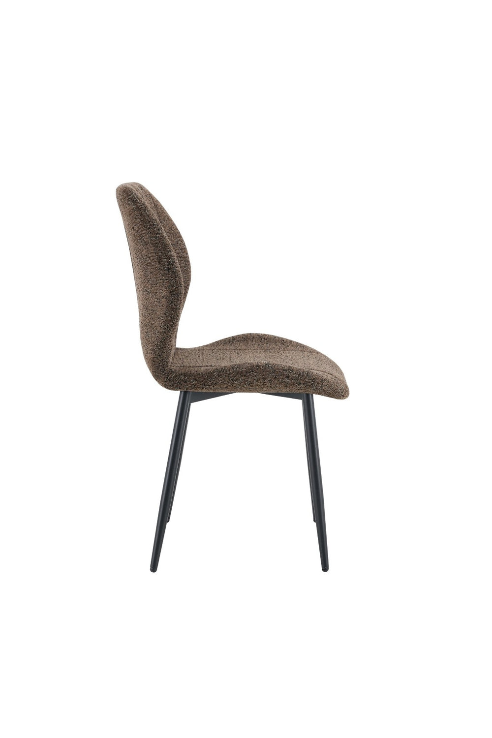 English Elm 4 Retro Fabric Dining Chairs with Cushioned Seats Black Powder Coated Legs for Any Room Brown+Black W1151P458011