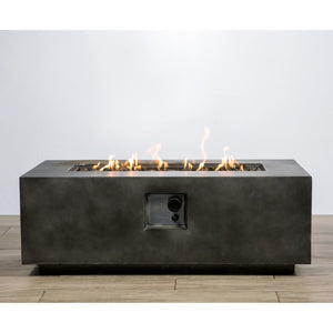English Elm Concrete Charcoal Fire Pit Table 42" x 20" x16" — 50,000 BTU Propane/Natural Gas, Steel Burn Area, Lava Rock Ready B120P198371