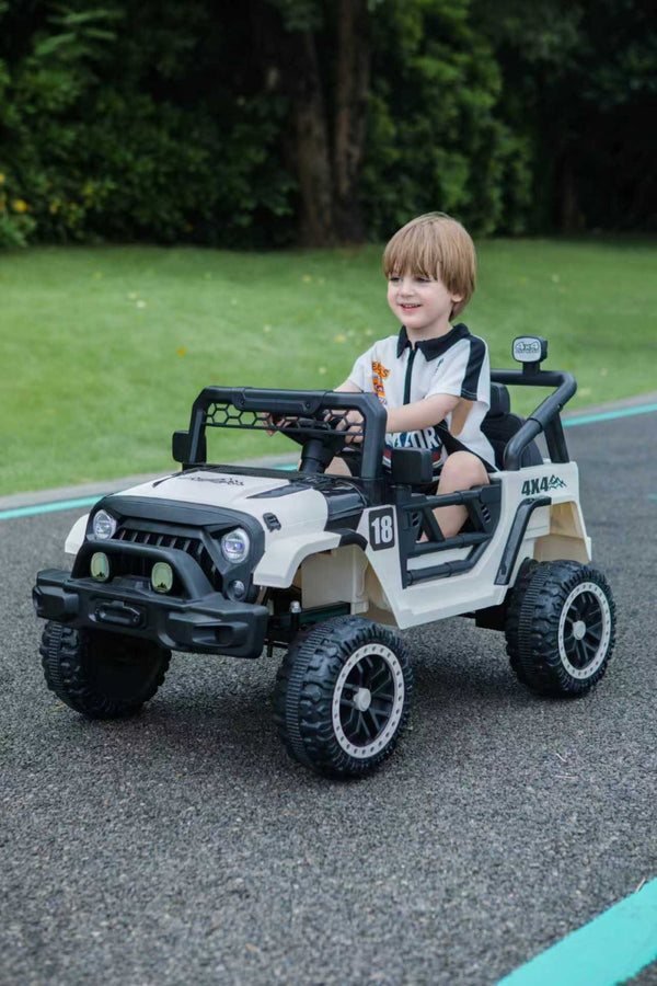 English Elm 12v Ride on Toddler Car with Remote Control Spring Suspension and Off Road 4x4 Drive Black White W3822P371961